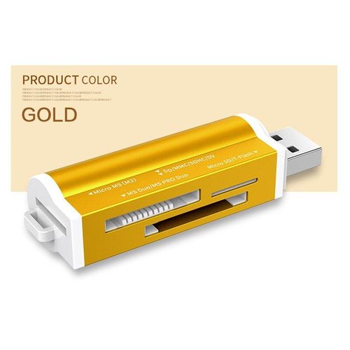 Lecteur de carte mémoire multi-USB 2.0 haute vitesse,tout en un,Micro SD,T-Flash,MMC,SDHC,MS PRO,DUO,TF,M2 - Type Or