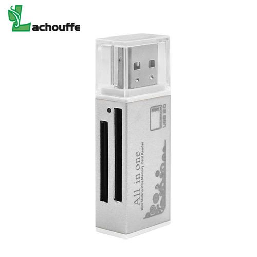 Keybuff-Adaptateur de lecteur de carte mémoire C pour micro SD SDHC TF M2 MMC MS PRO DUO,accessoire électronique de bureau - Type Argent