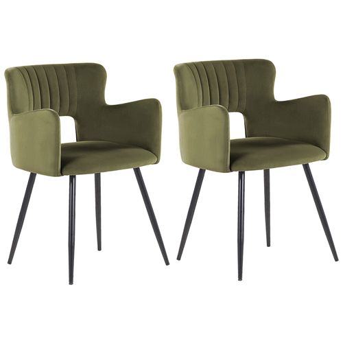 Chaise De Salle À Manger Set De 2 Velours Vert Olive Sanilac