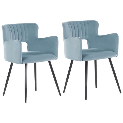 Chaise De Salle À Manger Set De 2 Velours Bleu Clair Sanilac