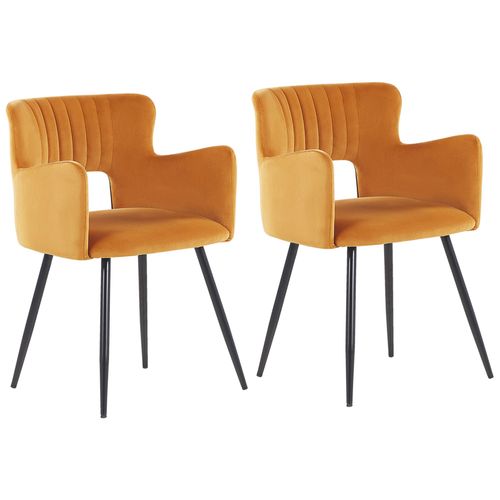 Chaise De Salle À Manger Set De 2 Velours Orange Sanilac