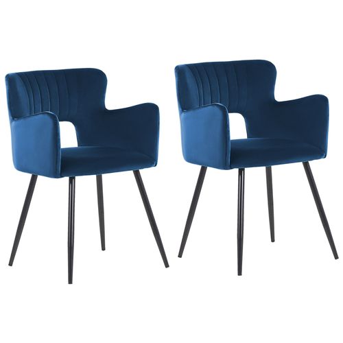 Chaise De Salle À Manger Set De 2 Velours Bleu Marine Sanilac