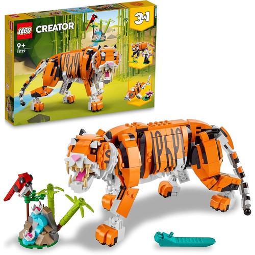 31129 Creator 3 En 1 Sa Majeste Le Tigre,Jouets Animaux Pour Filles Et Garçons Des 9 Ans,Figurines Panda,Poisson