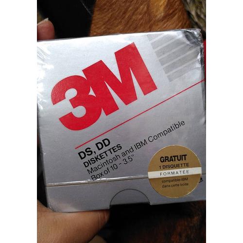 3M Ds dD disquettes Macintosh and IBM box of 10 3.5'' date 1989 scellée