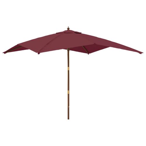 Parasol De Jardin Avec Mât En Bois 300 X 300 X 273 Cm Rouge Bordeaux Helloshop26 02_0008350