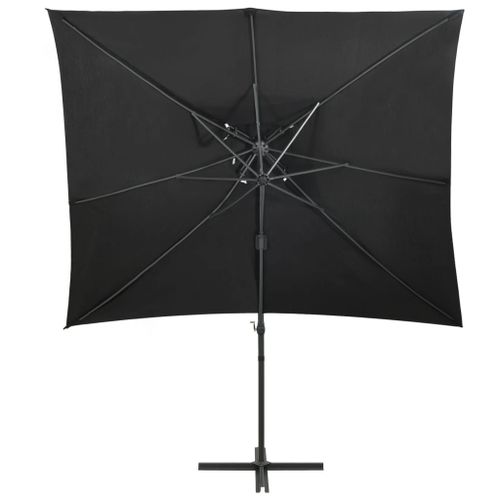 Parasol Déporté À Double Toit 250 X 250 Cm Noir Helloshop26 02_0008568