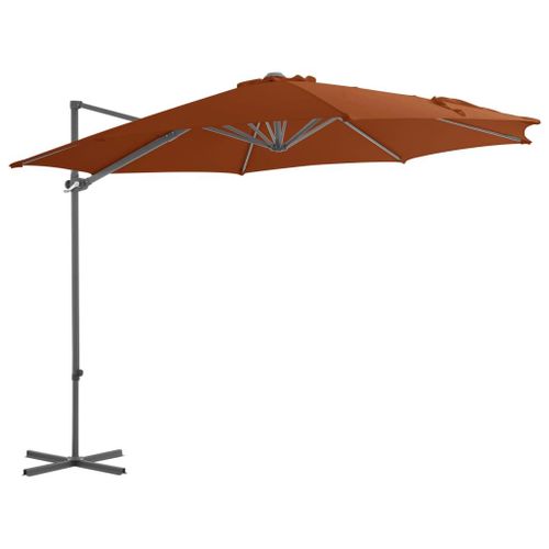 Parasol Déporté Avec Mât En Acier 300 Cm Orange Helloshop26 02_0008478