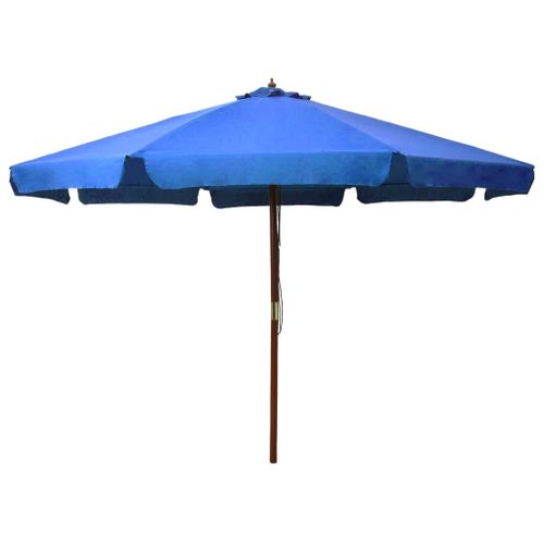 Parasol Avec Mât En Bois 330 Cm Bleu Helloshop26 02_0008121