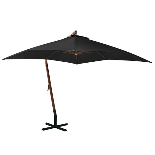 Parasol Suspendu Avec Mât 3 X 3 M Bois De Sapin Massif Noir Helloshop26 02_0008716