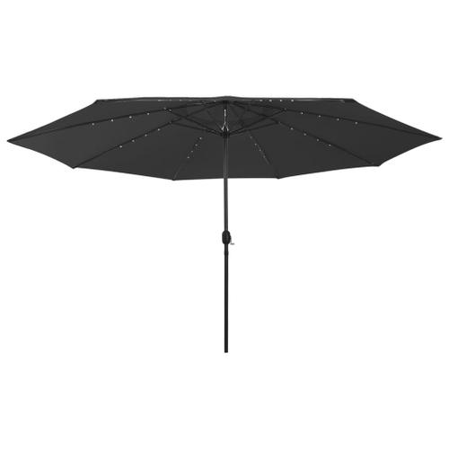 Parasol D'extérieur Avec Led Et Mât En Métal 400 Cm Noir Helloshop26 02_0008182