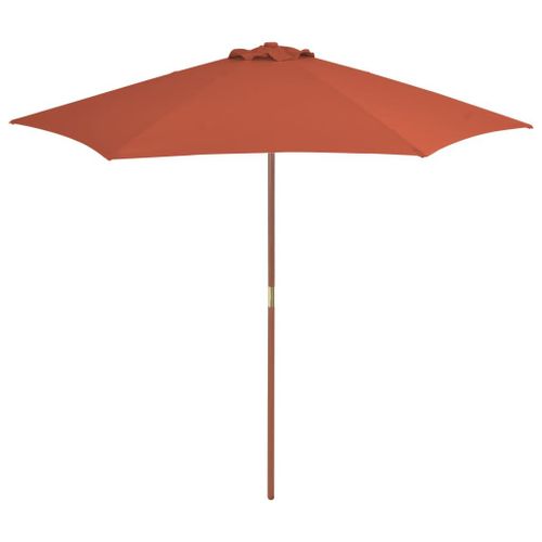 Parasol D'extérieur Avec Mât En Bois 270 Cm Orange Helloshop26 02_0008247