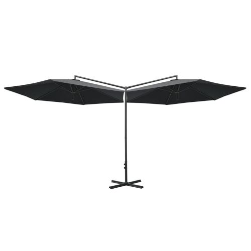 Parasol Double Avec Mât En Acier 600 Cm Anthracite Helloshop26 02_0008423