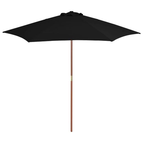 Parasol D'extérieur Avec Mât En Bois 270 Cm Noir Helloshop26 02_0008259
