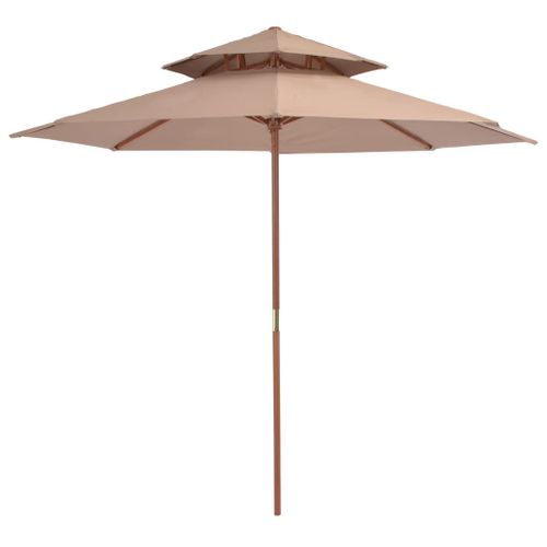 Parasol Double Avec Mât En Bois 270 Cm Taupe Helloshop26 02_0008440