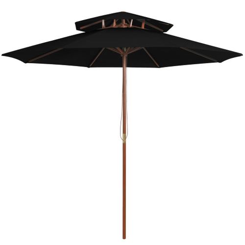 Parasol Double Avec Mât En Bois 270 Cm Noir Helloshop26 02_0008442