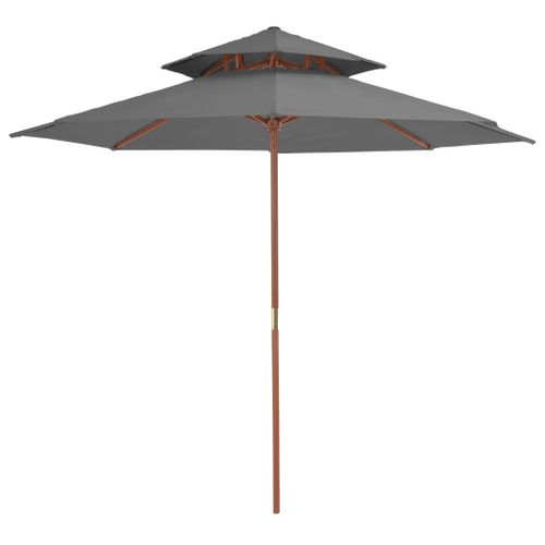 Parasol Double Avec Mât En Bois 270 Cm Anthracite Helloshop26 02_0008439