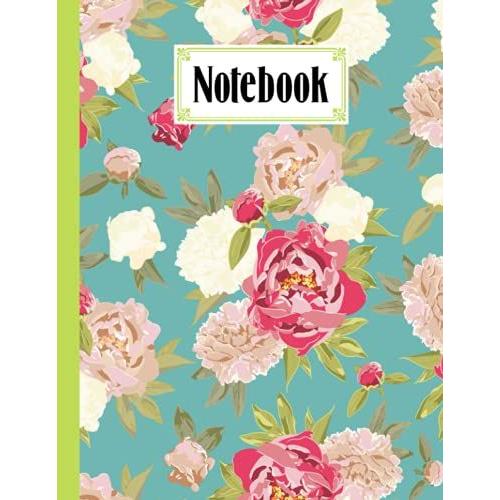 Notebook: Floral Cover Design By Manja Geyer | Composition Notebook - College Ruled 120 Pages - Large 8.5" X 11"