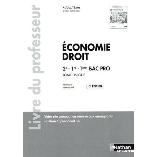 Economie-Droit 2de 1re Tle Bac Pro Multi'exos - Livre Du Professeur