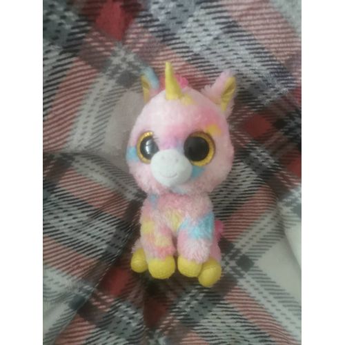 Doudou Peluche Licorne Fantasia Rose Bleu Jaune Billes Beanie Boo's Ty