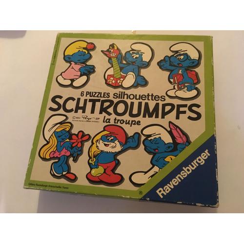 Boite 6 Puzzles Silhouettes Les Schtroumpfs La Troupe Ravensburger 1983