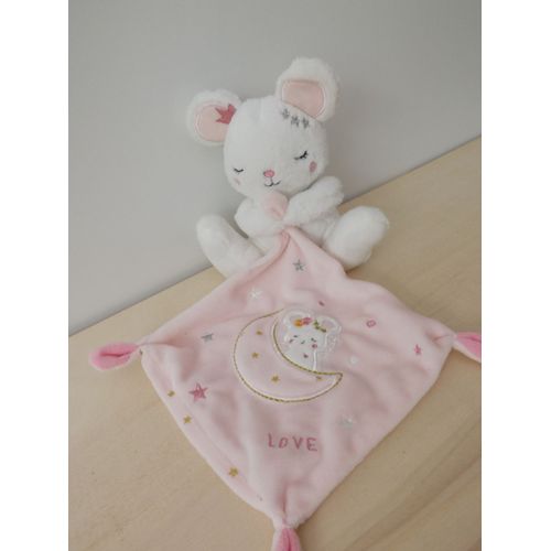 Doudou Souris Blanche Rose Love Simba