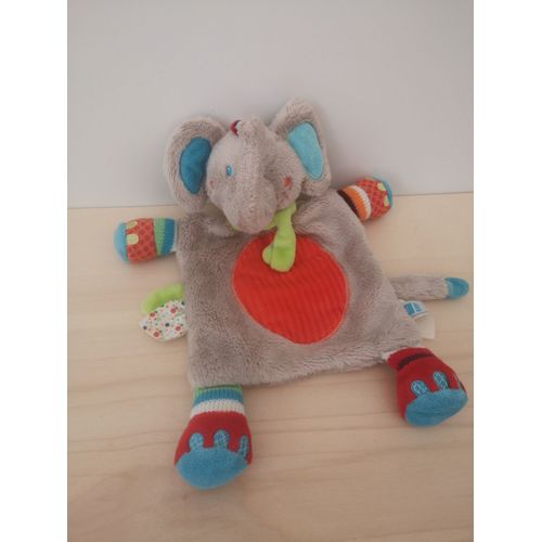 Doudou Éléphant Gris Multicolore Tex