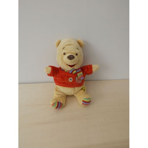 Doudou Winnie L'ourson Rouge Rayures Disney