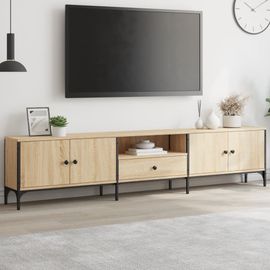 Meuble Tv Moderne 200x25x44 Cm Bois D'ingénierie Chêne Clair