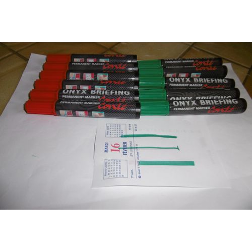 Marqueurs Onyx Briefing Permanent Conte 7300 Lot De 11 Rouge Et Vert