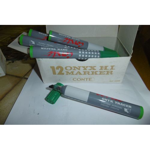 Marqueur Onyx Tracer Pointe Biseautée Vert Corps Métal Gris Conte 4300 Boite De 12