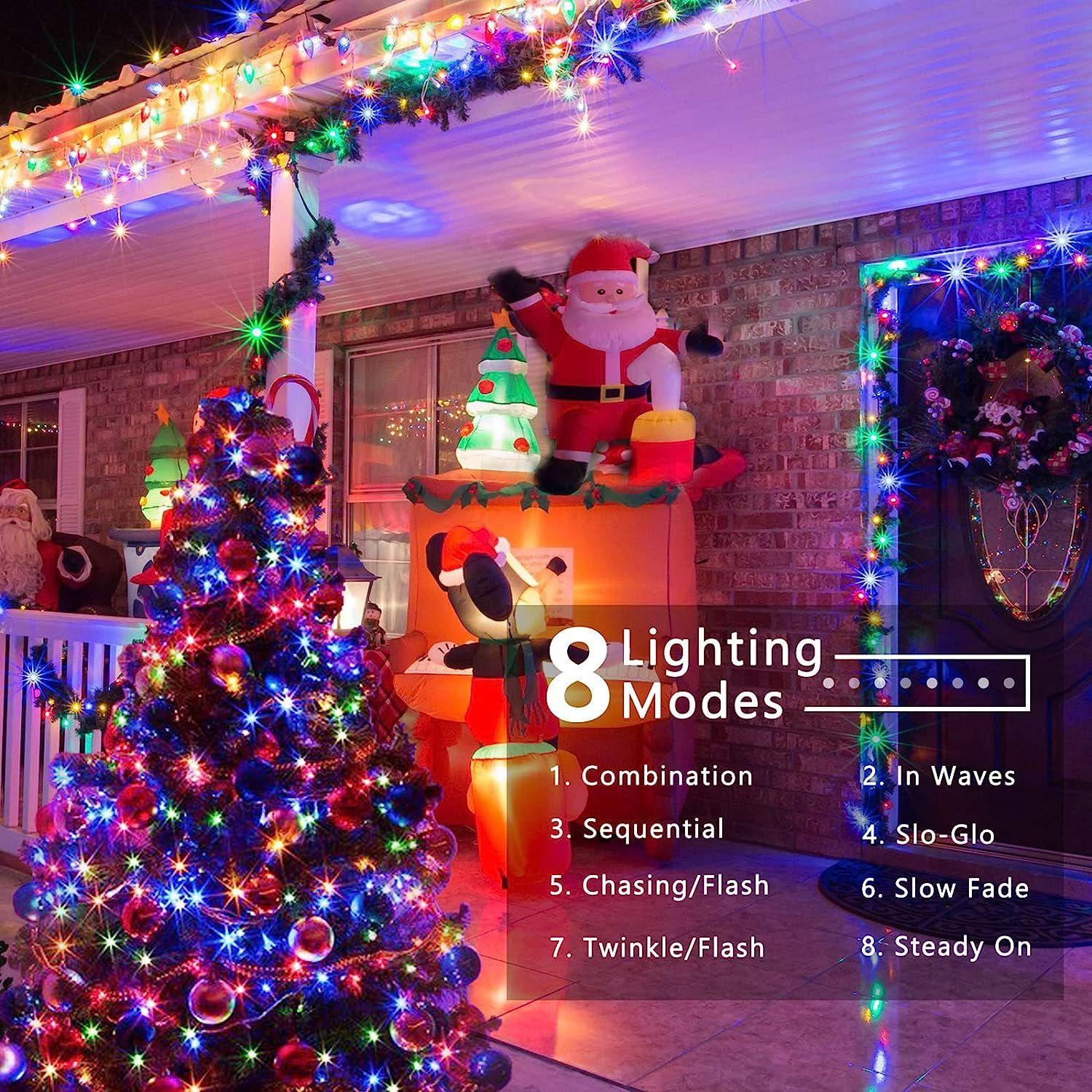 20M 200 LED Guirlande lumineuse éclairage extérieur intérieur fête Noël  jardin décoration IP44 8 modes coloré