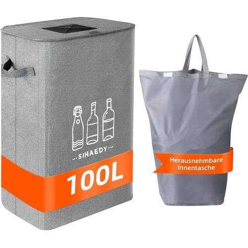 Récipient de collecte de bouteilles consignées de 100 l avec couvercle,sac intérieur lavable,grande capacité de rangement de consignes,poubelle vide avec couvercle,collecteur de bouteilles