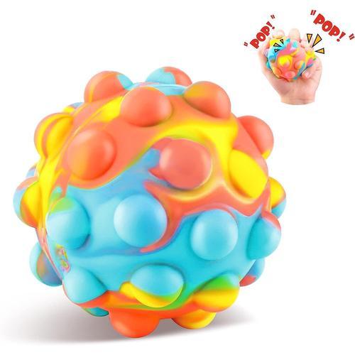 Balle Anti-Stress Fidget Toy, Stretchy Push Pop Toys Rainbow Squeeze Ball, Balle Anti-Stress Sensorielle Pour Adultes Enfants Anxiété Arthrite Exercice De La Main (Coloré)