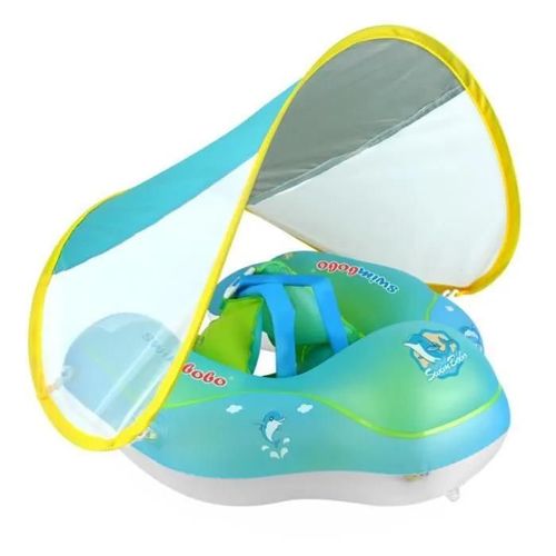 Bébé Bouée Flotteur Gonflable Bébé Anneau De Natation Gonflable Bébé Siège De Piscine Avec Parasol Anti-Uv Taille S Bleu