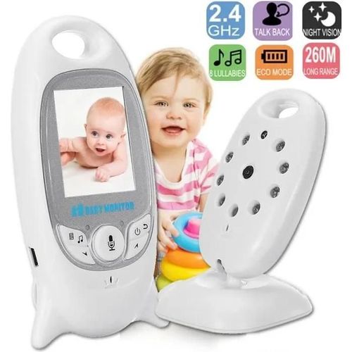 Babyphone Tempsa - Camera Surveillance Nouveau Né Sans Fil - Lcd Coute Bébé Vision Nocturne - Blanc