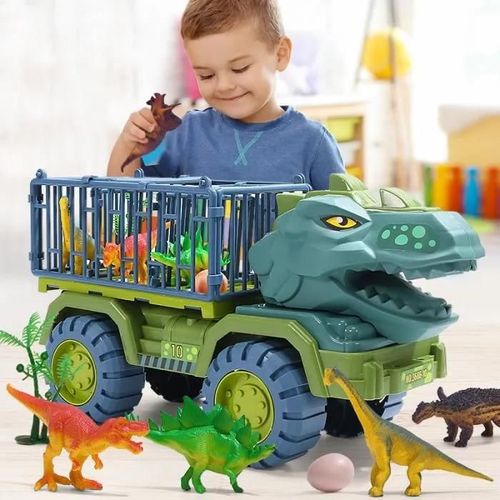 Jouet - AYUQI - Dinosaure Camion Transporteur - 3 Mini Dinosaures - Cadeau Garçons
