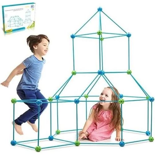 140 Pcs Kids Fort Building Kits,DIY Puzzle,Maison Jouet,Construisez Votre cabane,Bricolage Construction Châteaux Tunnels Jouer Ten