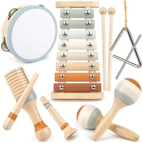 Jouet Bebe Instrument de Musique Enfant Batterie Xylophone Montessori Jouet en Bois Jouet Enfant Cadeau Fille Garçons 3 4 5 Ans