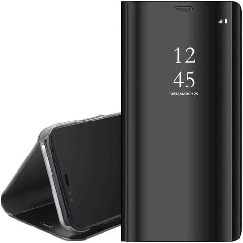 Samsung Galaxy S21 Etui À Rabat Coque Effet Miroir Flip Case Smart Clear View Cover Housse, Noir