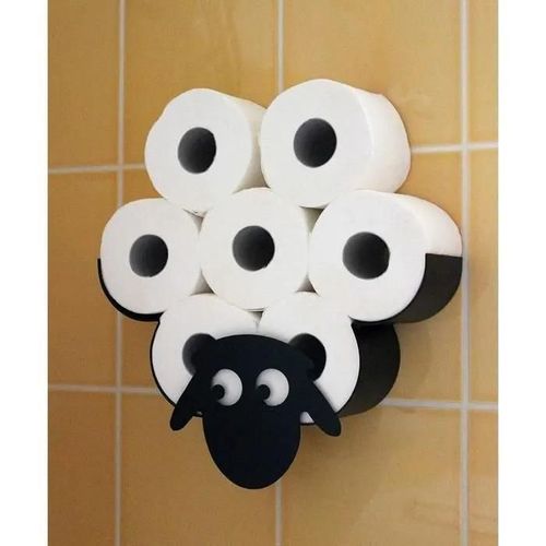 Porte-rouleau de papier toilette mural en forme de mouton en métal Noir[188]