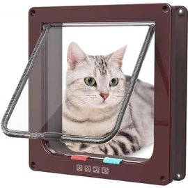 Chatière Pour Chat Chatière Magnétique Avec Verrou Rotatif À 4 Voies Pour Chat (L 25 X 23.5 X 5.3 Cm, Marron)