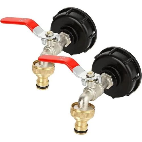 Lot de 2 Adaptateur de Réservoir IBC, Robinet Cuve 1000L, Robinet Cuve à Filetage 12\, Robinet Recuperateur Eau pour Recuperateur