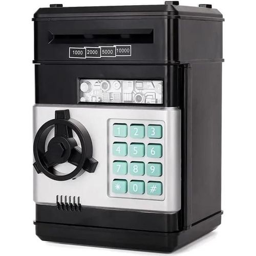 Tirelire, Sécurité Tirelire Numérique enfants Super banque électronique ,ATM Serrure à code de banque de jouet pour bébé noir