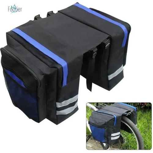Sac à dos de vélo Porte-bagages arrière Double sac Selle étanche VTT Sac de vélo de route-Bleu