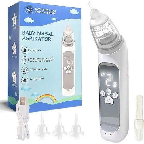 Aspirateur Nasal Lectrique Bébé,Mouche Bebe Avec 3 Niveaux D\Aspiration ,Lumière, Musique Et 3buses Réutilisables Pour Bébé
