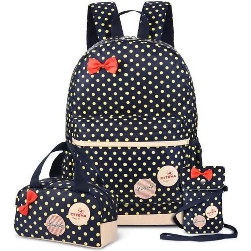 Cartable Fille Primaire 3 en 1 Sac à Dos Enfant Scolaire Sac D\ecole maternelle en Nylon Imperméable (Bleu Foncé)