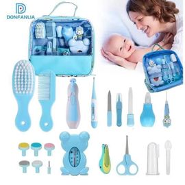 Trousse De Soin Bébé, 20 Pièces Professionnel Trousse De Toilette Bebe Garcon Fille Pour Les Voyages Et La Maison Bleu