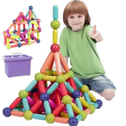 Jeu de Construction Magnétique, 57 Pièces Montessori Jeux Aimanté Enfant Jouet Petit Montessori Jouet Enfant