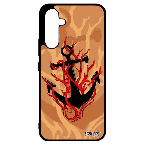 Coque Ancre Samsung A34 Silicone Capitaine De Bateau Metal Pas Cher Symbole Old School Portable Mer Vintage Marine 4g Beige Galaxy