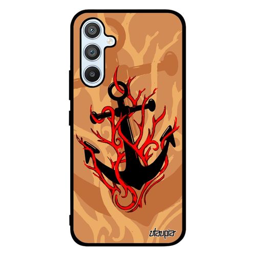 Coque Pour Samsung A54 En Silicone Ancre Marine Antichoc Metal Artistique Mer Etui Capitaine Tatouage Symbole Beige De Bateau Galaxy